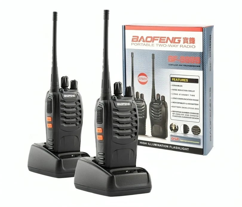 طقم أجهزة اتصال لاسلكية Baofeng بعيدة المدى قابلة للشحن (Walkie Talkie)