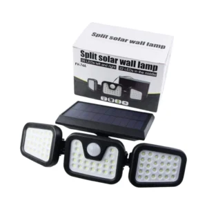 مصباح جداري شمسي LED بثلاثة رؤوس ومستشعر حركة ولوح شمسي منفصل