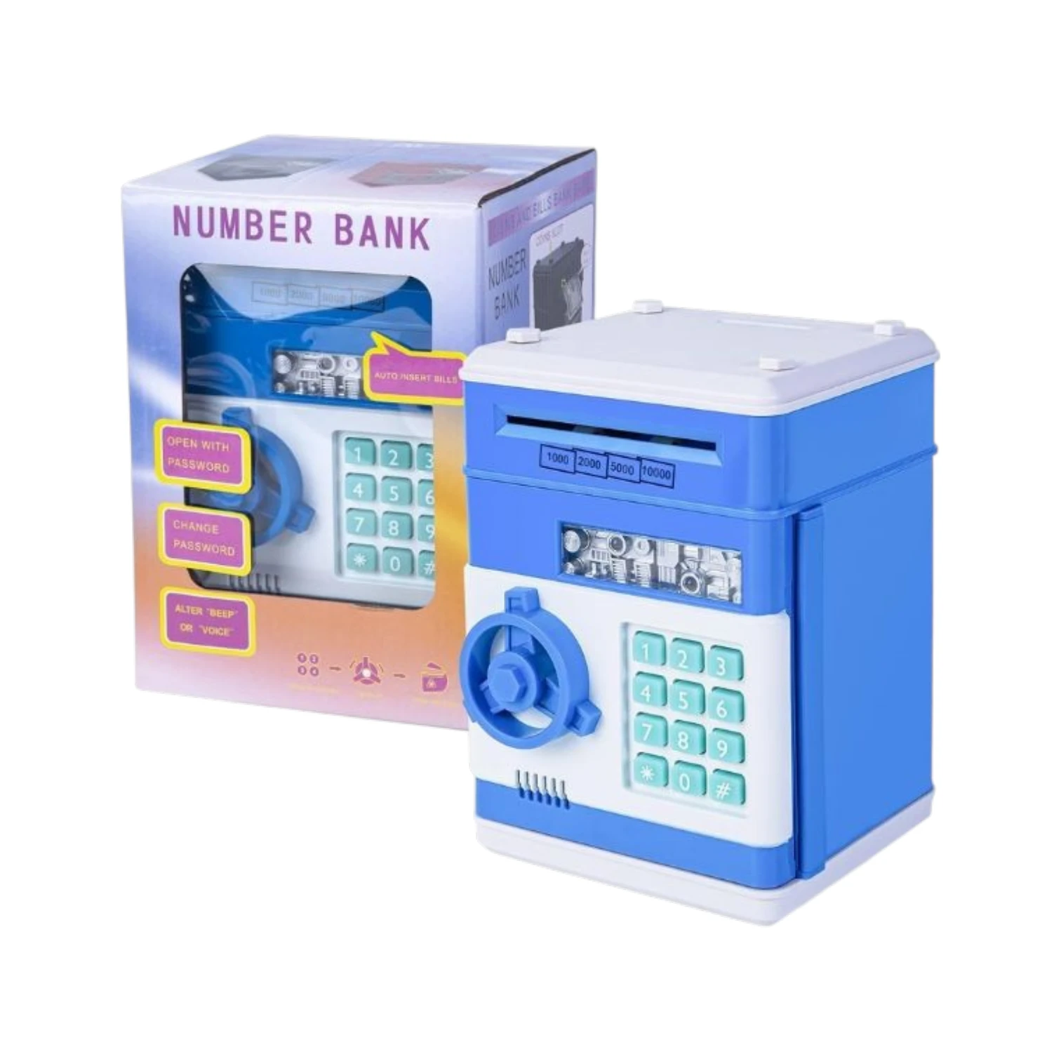 حصالة ATM كرتونية T أوتوماتيكية للأطفال مع بصمة وسحب آلي